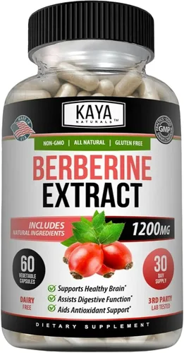 Vista 10 de Kaya Naturals Extracto de berberina HCL de 1200 mg - Sistema inmunológico - Niveles de gluco - Salud intestinal (vegetariano, sin OMG y sin gluten)