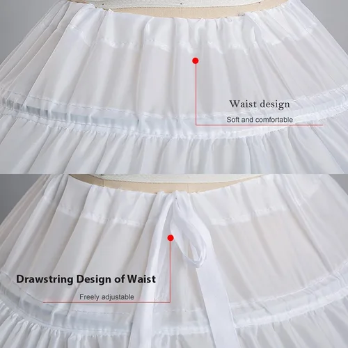 Vista 3 de YULUOSHA Las mujeres Crinoline Hoop enaguas falda resbalones piso longitud Underskirt para vestido de novia vestido de bola