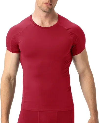 Vista 2 de Camisas de compresión para hombre, camisetas de entrenamiento de manga corta atléticas, camiseta de capa base atlética, equipo deportivo, camisa