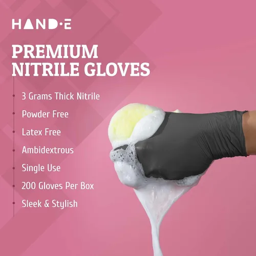 Vista 3 de Guantes desechables de nitrilo gris, 50 y 200 unidades, guantes médicos sin látex