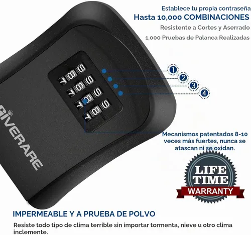 Vista 3 de GIVERARE Caja de Seguridad para Llaves con Combinación, Caja de Bloqueo de 4 Dígitos para Montar en Pared, Ocultador de Llaves Impermeable