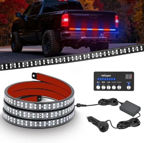 Vista 11 de Nilight - Tira de luz LED para plataforma trasera de 30 pulgadas de UTV, 204 LED, luces de freno ámbar, luces intermitentes rojas, compatible