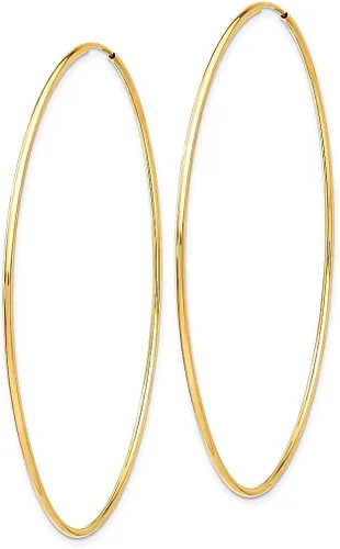 Vista 2 de Juego de aretes de aro de tubo sin fin de oro amarillo de 10 quilates, joyería fina redonda para mujer, regalos para ella, Cristal Oro amarillo