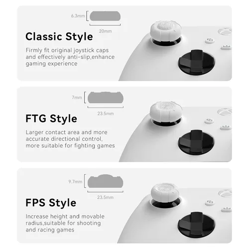 Vista 3 de GeekShare Tapas de agarre de pulgar para control de Xbox One, funda de silicona para joysticks, juego de fundas compatibles con Xbox Series X, 3