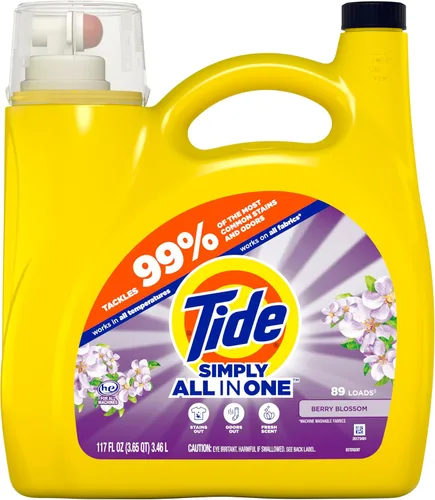 Vista 6 de Tide Simply All-In-One, detergente líquido para ropa sucia con aroma a flor de saúco, 89 cargas, 117 onzas líquidas