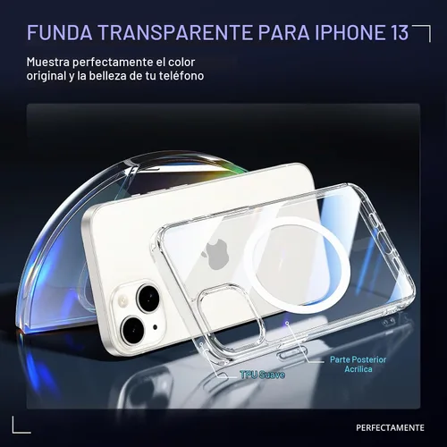 Vista 6 de Maxdara Funda magnética transparente para iPhone 13 con protector de Magnético-transparente