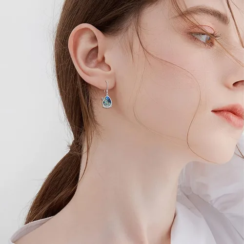 Vista 2 de Aretes de conejillo de indiaspingüinogatobúhopavo realsetanutriapatobulldogzorroladybug para mujer, regalos de conejillo de indias, plata de ley