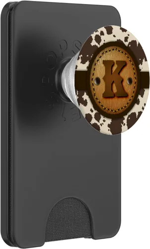 Vista 8 de Brown Cow Western Print Monogram - Letra inicial K PopSockets intercambiable PopGrip