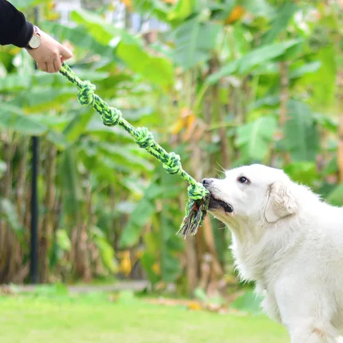 Vista 2 de SHARLOVY - Juguetes para perros grandes y masticadores agresivos Indestructible XL Durable Dog Toy,5-Knot Rope Tug,Heavy Duty Chew Sturdy Cotton