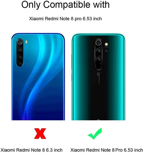 Vista 2 de Funda para Xiaomi Redmi Note 8 Pro con protector de pantalla de vidrio templado híbrido resistente Armadura protectora con soporte de anillo de 360