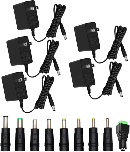 Vista 8 de 5V 1A Cargador de pared Adaptador de corriente con enchufe 5.5 x 2.1mm, 5W Adaptador universal AC/DC 100-240V AC a DC 5V Convertidor de cable