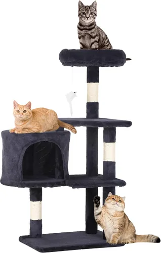 Vista 21 de FDW Torre de árbol para gatos de 54 pulgadas Ceniciento Centro de Ashy