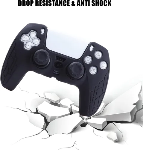 Vista 3 de Funda de silicona para controlador PS5, 1 funda antideslizante con 10 empuñaduras de joystick para Playsation 5 Controller Wireless Gamepad