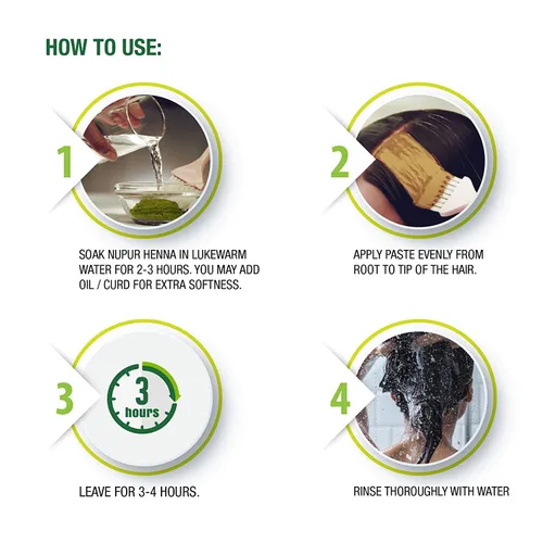Vista 5 de Henna natural Godrej Nupur Mehndi para teñir el cabello con la bondad de 9 hierbas, 14.10 onzas