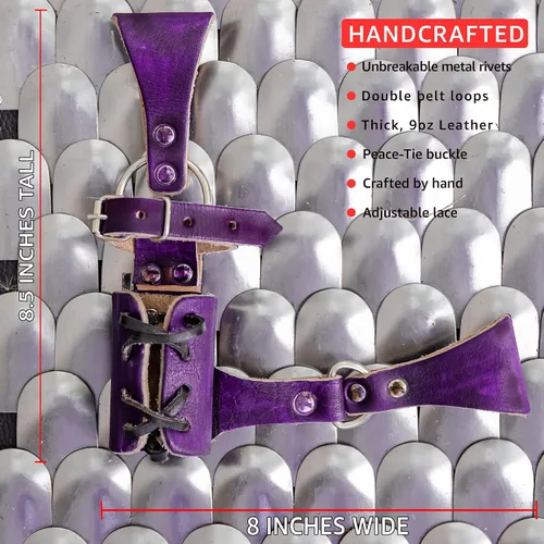 Vista 82 de Armory Replicas™ - Rana espada de cuero hecha a mano – Disfraz medieval LARP hebilla ajustable y cinturón de arma con cable soporte