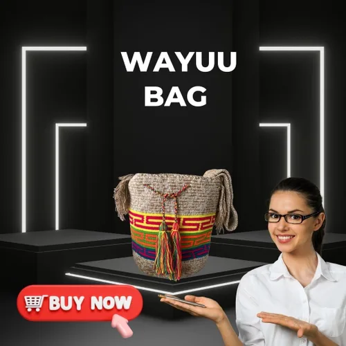 Vista 3 de Wayúu Colombian - Mochila para mujer Bolso bohemio hecho a mano Bolsa de playa de paja Hecho a mano por artesanos Wayúu