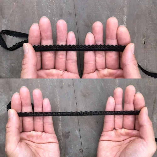 Vista 4 de Cinta de encaje negro de 0.4 pulgadas, ribete de encaje elástico de 10 yardas de largo con muy buena elasticidad de 1:2.2, ideal para decoración
