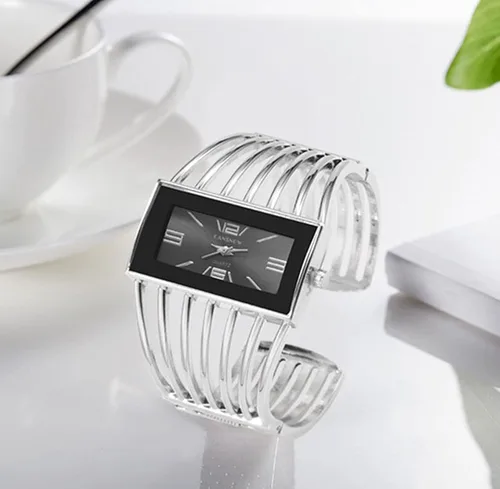 Vista 2 de Relojes de pulsera de moda para mujer, reloj de pulsera analógico de cuarzo con esfera rectangular de lujo, regalos para mujer