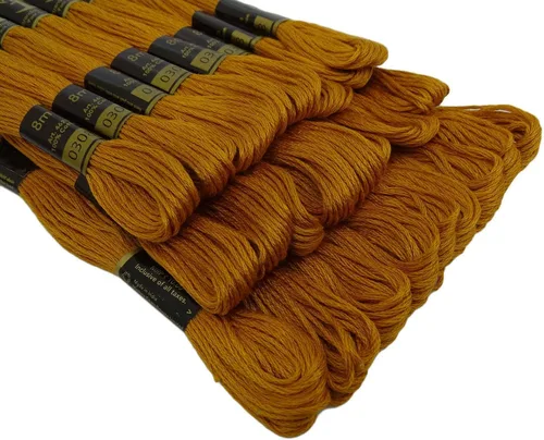 Vista 4 de IBA Indianbeautifulart Anchor - Hilo de bordado de algodón trenzado a mano, 25 madejas, color amarillo mostaza