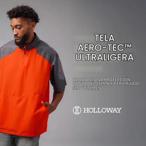 Vista 7 de Holloway Raider Chaqueta Pullover Cage - Ropa Atlética Resistente a la Intemperie con Cremallera de un Cuarto y Bolsillo en la Manga Negro