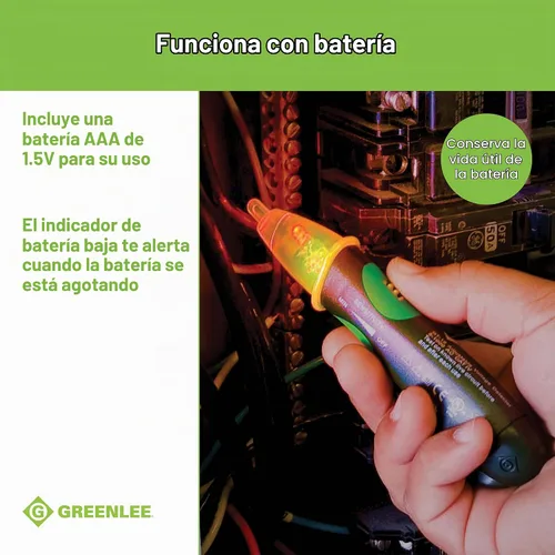 Vista 8 de Greenlee GT-16 Detector de voltaje sin contacto ajustable, 5V - 1000V CA, verde, verdes
