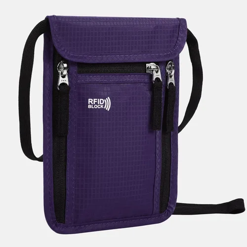 Vista 2 de Bolsa de viaje para el cuello, cartera para pasaporte familiar, funda organizadora con bloqueo RFID