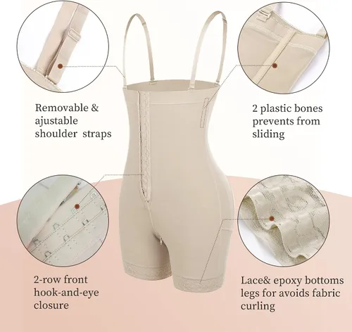 Vista 4 de YIANNA Fajas Colombianas Shapewear for Women Tummy Control Body Shaper Butt Lifter Thigh Slimmer with Zipper Crotch