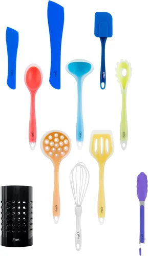 Vista 5 de Utensilios de cocina Ozeri. Set de 11 piezas de silicona todo-en-uno, multicolor.