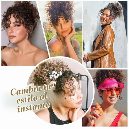 Vista 6 de Extensión de cola de caballo rizada con cordón para mujeres negras, extensión de cola de caballo con cordón, extensiones de cabello rizado para 2H30