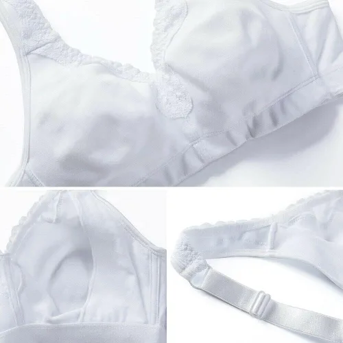 Vista 5 de TELIMUSSTO Sujetador de encaje de algodón suave de talla grande para mujer, cobertura completa, sin varillas, sin relleno