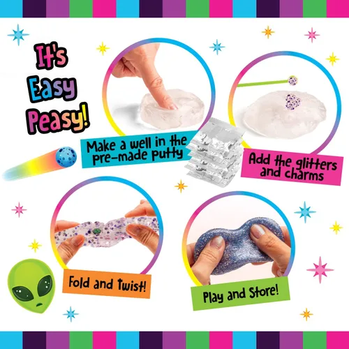 Vista 2 de Original Stationery Masilla Slime Galaxy Space Goo, brilla en el espacio oscuro, masilla para bricolaje, 29 piezas, masilla terapéutica