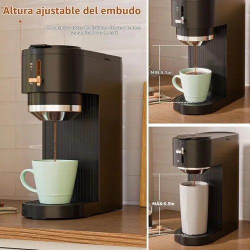 Vista 5 de COWSAR Mini cafetera de una sola porción para cápsulas K-CUP y café molido