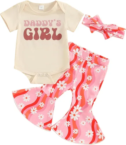 Vista 37 de Sejardin Ropa de verano para bebé y niña, recién nacida, manga corta, con letras, mameluco elástico con diadema