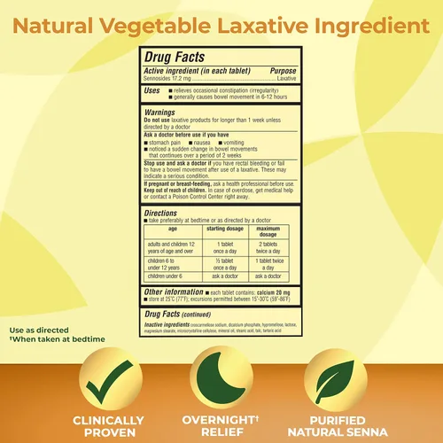 Vista 7 de Senokot Tabletas de ingredientes laxantes vegetales naturales extra fuertes, concentrado de senna, doble fuerza para alivio suave durante la noche