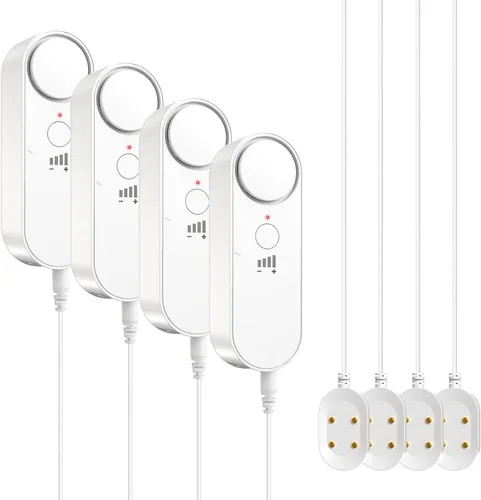 Vista 11 de Daytech Alarma de Sensor de Agua Detector de Fugas – Alerta fuerte de 100 dB, cable de detección de 6.5 pies, 4 niveles de volumen, sensor detector