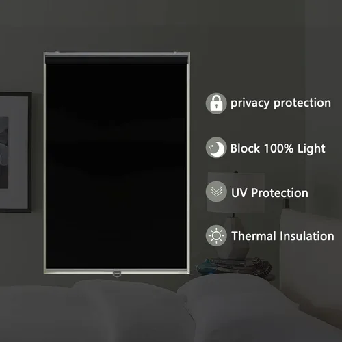 Vista 4 de AOSKY Persianas enrollables opacas para ventanas, sin cordones, para oscurecer la habitación, con aislamiento térmico, fácil de instalar