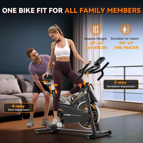 Vista 8 de Exercise Bike, Wenoker Stationary Bike for Home App Sync Indoor Bike with Adjustable Seat and Multi-grips Handlebar, Transport Wheels and Fitness