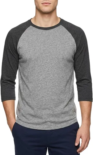 Vista 21 de Camiseta de béisbol raglán para hombre, de algodón, dos tonos, casual, atlética