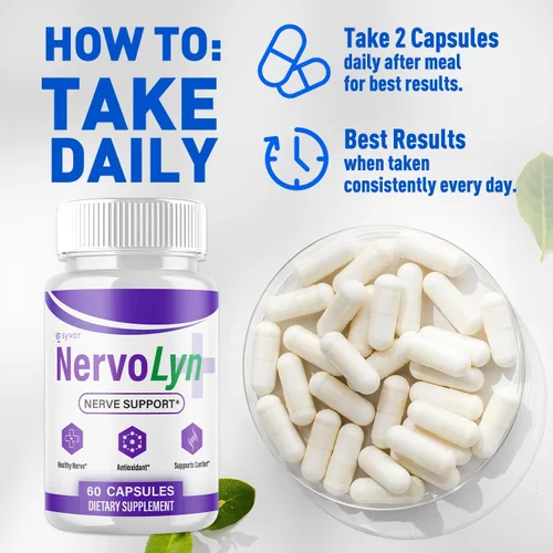 Vista 3 de NervoLyn Capsules, suplemento de apoyo nervioso NervoLyn, paquete de 3, 180