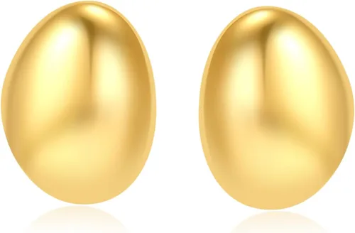 Vista 44 de KELMALL Aretes tipo argolla de oro de 14 quilates para mujer, hipoalergénicos, gruesos, redondos, no se deslustra, para orejas sensibles