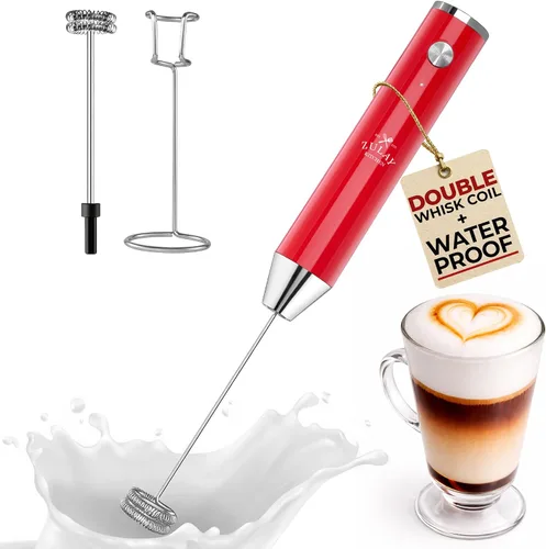 Vista 128 de Zulay Kitchen Potente varita espumadora de leche con 2 baterías Duracell – Mezclador de bebidas portátil ultrarrápido – Máquina de espuma eléctrica