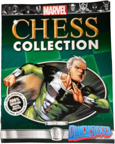 Vista 5 de Eaglemoss Marvel Chess Collection Quicksilver - Peón de resina metálica esculpido a mano sin plomo con historia de fondo y revista Storyline Recap