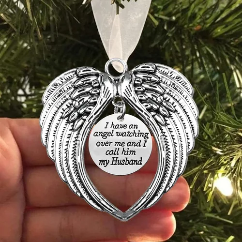 Vista 28 de Adorno conmemorativo de Navidad, Una parte de mi corazón está en el cielo, colgante para árbol de Navidad, regalos conmemorativos por pérdida