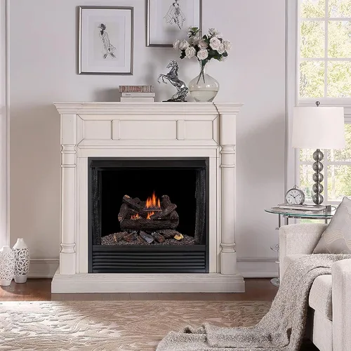 Vista 7 de Duluth Forge DLS-18R-2 Chimenea de doble combustible sin ventilación con troncos y control remoto, uso con gas natural o propano líquido, 30.000