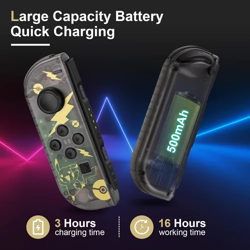 Vista 3 de PPKKAI Joycons for Nintendo Switch Controller, Translucent Joycon Controllers for SwitchLiteOLED, Controllers with Dual Vibration, Wake-up