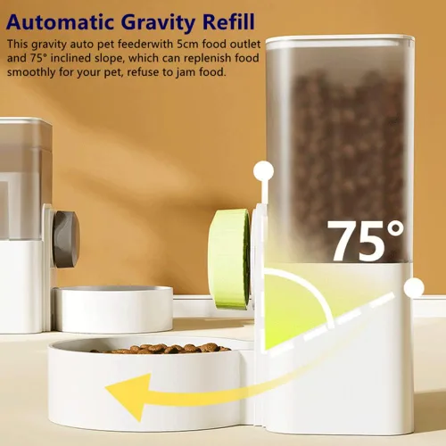 Vista 3 de Comedero automático para mascotas, contenedor de alimentos para colgar en jaula de gravedad automática de 1 litro, para perros y gatos pequeños