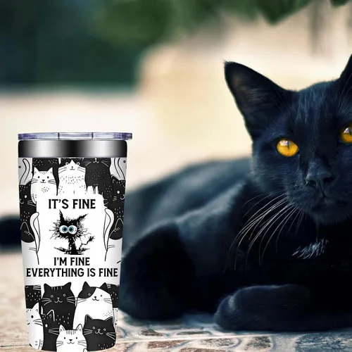 Vista 4 de Grifarny Regalos para Amantes de Gatos para Mujeres - Regalo de Navidad, Cumpleaños para Amantes de Gatos - Regalos para Gatos Negros - Está Bien