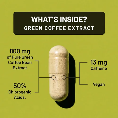 Vista 3 de NatureWise Extracto de grano de café verde, cápsulas de grano de café verde puro de 800 mg con 50% de soporte de ácido clorogénico