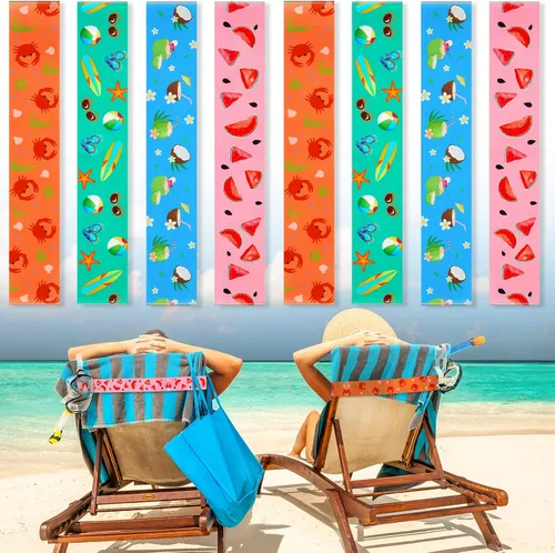 Vista 29 de Boao 4 paquetes de bandas de toalla para silla de playa, esenciales para piscina y crucero, elásticas y resistentes al viento, clips para toallas