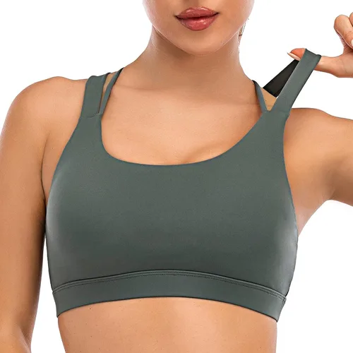 Vista 2 de Running Girl - sujetador deportivo para mujer, con tirantes acolchados y espalda cruzada, para yoga, de soporte mediano y con copas extraíbles